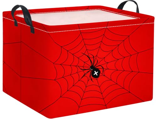 Image of Rectangular Baby Kids Storage Basket for Home Kitchen Girls Cute Toy Storage Bin Organizer Shelf Book Room Decor(Red Spider)