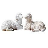 PHNAM Miniature Statue Sheep Resin Statue 2Pcs Outdoor Lawn Decoration Gardening Doll House Bonsai P