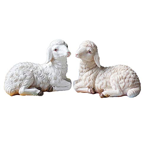 Phnam Miniature Statue Sheep Resin Statue 2Pcs Outdoor Lawn Decoration Gardening Doll House Bonsai Potted Decorative Animal Statue #TOP9