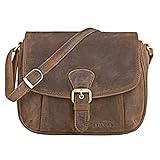 STILORD 'Violeta' Leder Umhängetasche Damen Vintage Handtasche klein Schultertasche Abendtasche Partytasche Freizeittasche Echtleder, Farbe:mittel - braun