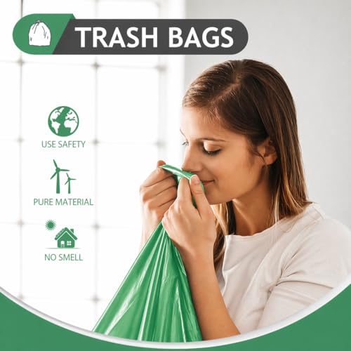 Image of Teivio Small Trash Bags 4 Gallon 160 Counts Garbage Bags, Bathroom Trash Can Bin Liners, Small Plastic Bags for home office kitchen, fit 12-15 Liter, 3,3.5,4.5 Gal, Green
