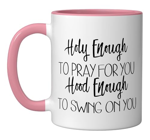 Holy Enough To Pray Mug Pink/White