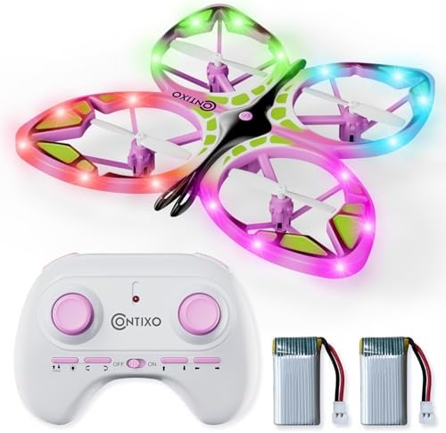 Contixo Kids Mini Drone – TD2 RC Butterfly Drone – Remote Control Drone with 3D Flip, Headless Mode, Altitude Hold, 2 Batteries, Ideal gift Toy for Beginners, Boys and Girls (Pink)