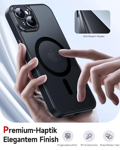 LeYi für iPhone 13 Hülle mit Panzer Schutz Glas 2X[ für MagSafe] Handyhülle i Phone 13 Case Kameraschutz Displayschutz Folie Magnetisch Anti-Rutsch Matt Schwarz Schutzhülle Cover iPhone13- Schwarze 5
