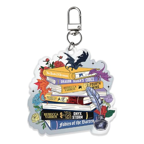sugargoo Bookish Keychains for Bookworm, Fantasy with Dragons and Fantasy Books, Bookish Gifts for Bookish Adventurers, Student Reading Club CW0463