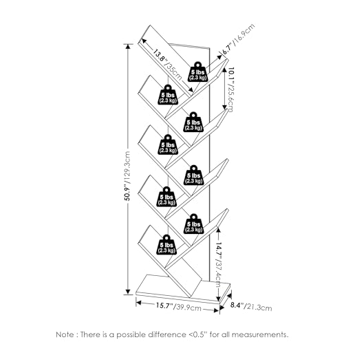 image for Furinno TREE Book Shelf, 9-Tier Bookshelf, Tree Bookcase with Angled O