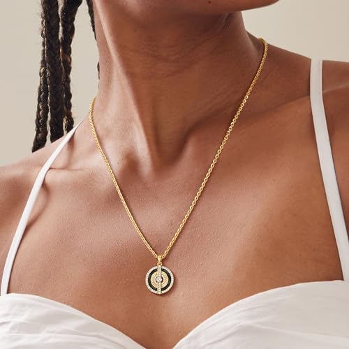 Fettero Gold Necklace for Women,14K Gold Plated Charm Necklaces for Women Gemstone Pendant Necklace Non Tarnish Gold Necklaces Jewelry