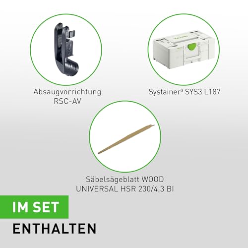 Scie sabre sans fil RSC 18 EB-Basic Festool pour découpe de précision - 6