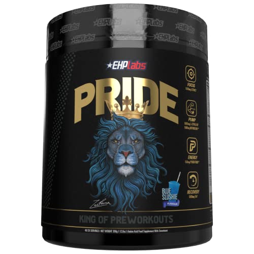 Ehp Labs Pride Pre Workout Supplement Powder - Full Strength Pre-Workout Energy Supplement, Sharp Focus, Epic Pumps & Faster Recovery - Blue Slushie (40 Servings) #TOP4