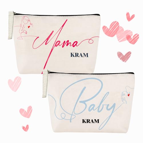 2 Stück Geschenke für Schwangere, Werdende Mama Geschenk, Mutter Beutel mit Reißverschluss für Baby Erstausstattung Neugeborene, Geschenke für Werdende Mütter, Geschenk zur Geburt Junge
