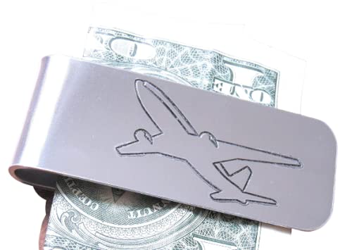 Airplane Money Clip for Men, Various Metals, Customize with Wording on Bothsides