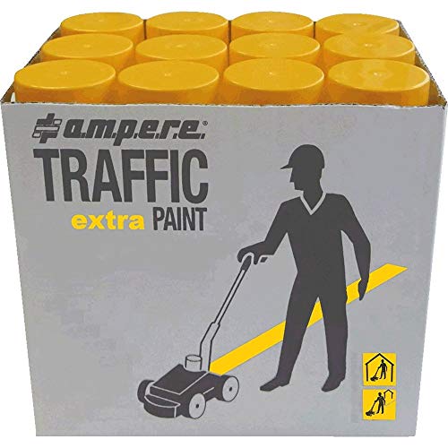 A.M.P.E.R.E 12 Dosen Markierungsfarbe TRAFFIC Extra für extreme Belastung, Farbe: gelb, mit PRÜFPLAKETTEN thumbnail
