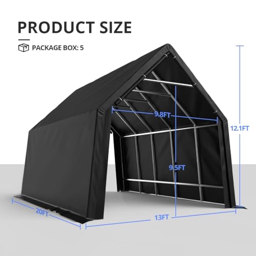 King Bird KB-SG-1123-3 13' X 20' X 12' Heavy Duty Anti-Snow Carport For Suv, Full-Size Truck And Boat, Outdoor Car Canopy Boat Shelter thumb #5