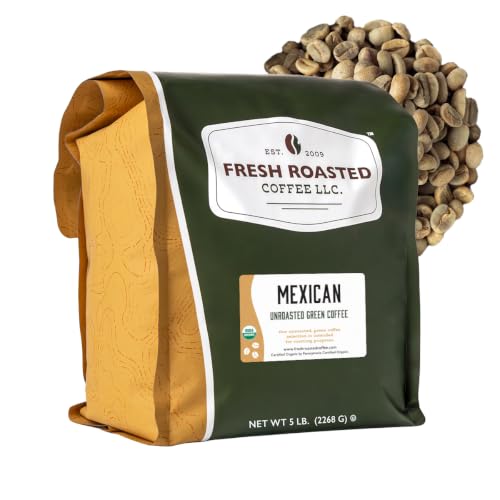 Fresh Roasted Coffee, Organic Mexican Unroasted Green Coffee Beans for Home Roasting, USDA Organic, 100% Single Origin, Kosher, 5 lb (80 oz)