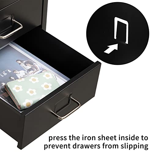 HollyHOME Mobiler Aktenschrank mit 6 Schubladen, rollender Aktenorganisator, Aufbewahrungsschrank aus Metall mit Rollen für Zuhause, Büro und Schule, Schwarz