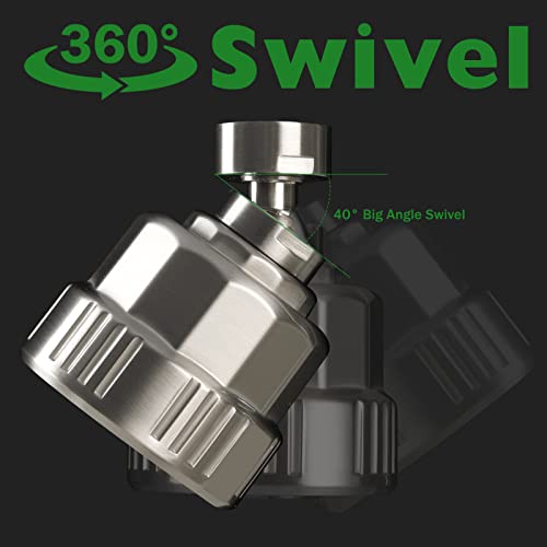 Faucet Sprayer Attachment, Big Angle Swivel Kitchen Faucet Aerator,Sink Faucet Head Replacement, 5 Spray Models, 55/64-27Uns Famale Thread, Male Thread Adapter Included, Brushed Nickel #TOP4