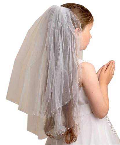 Voile de tulle haut de gamme à bords embellis blancs pour filles