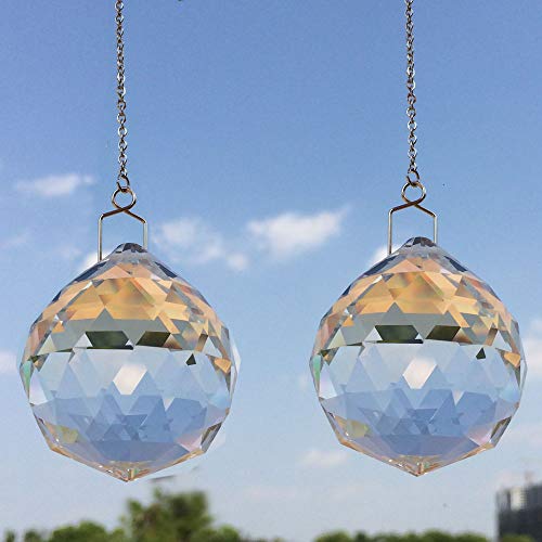 Suncatcher Crystals Ball Prism Window Rainbow Maker With Chain For Easy Hanging 40Mm 2 Pack #TOP2
