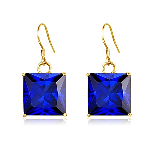 Boucles d'oreilles pendantes aigue-marine argent 925 femme goutte or 14 carats