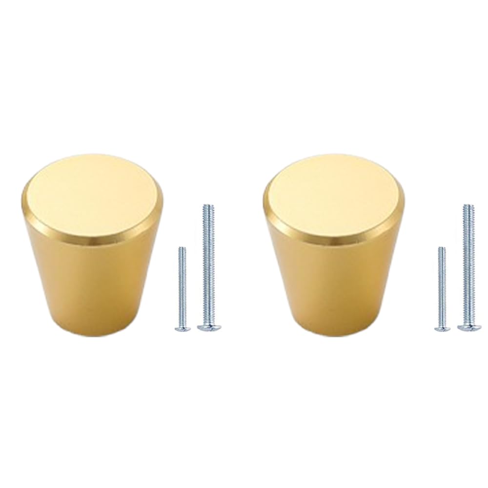 CjingCH 2 Packs Gold Cabinet Knobs Cylinder-Shaped Kitchen Cupboard Knob Alloy Cupboard Handles Knobs with Screws for Drawer Cupboard Wardrobe