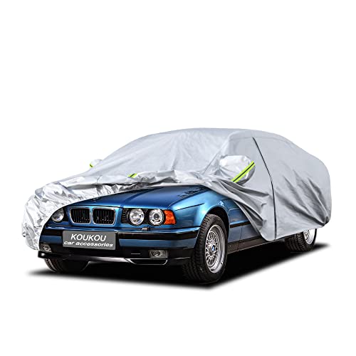 Image of Kaugung 6 Layers Car Cover Custom Fit BMW 5 Series E34(1988-1995), Waterproof All Weather for Automobiles, Sun Rain Dust Snow Protection. (Ships from US Warehouse, Arrive Within 3-7 Days)