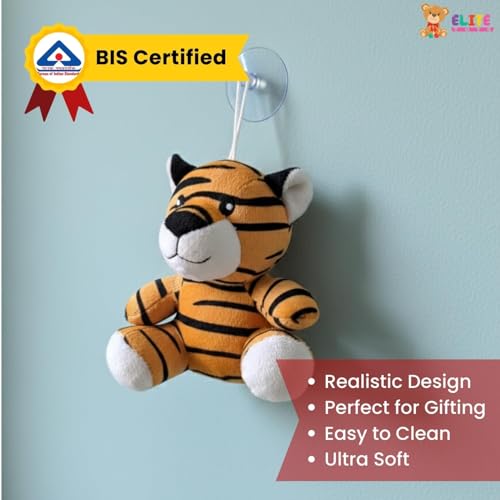 Image of ELITE CREATIONS Tiger Soft Toy 14 cm | Cute Tiger Plush Stuffed Animal | Mini Cuddly Wild Animal Toy for Kids Boys Girls | Birthday Return Gift Kids Toy