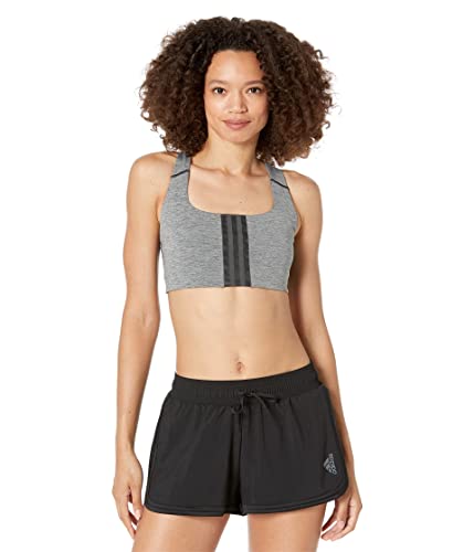 Image of adidas Women's Plus Size Training Medium Support Better 3-Stripes Bra, Dark Grey Heather, 1X