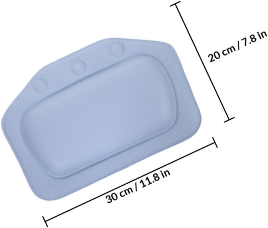 Soaking Tub Pillow Set 2pcs with Suction Cups, Soft Foam Bathtub Headrest Cushions for Home Spa and Hotel Bathing, Blue and White Bath Pillows for Neck Support