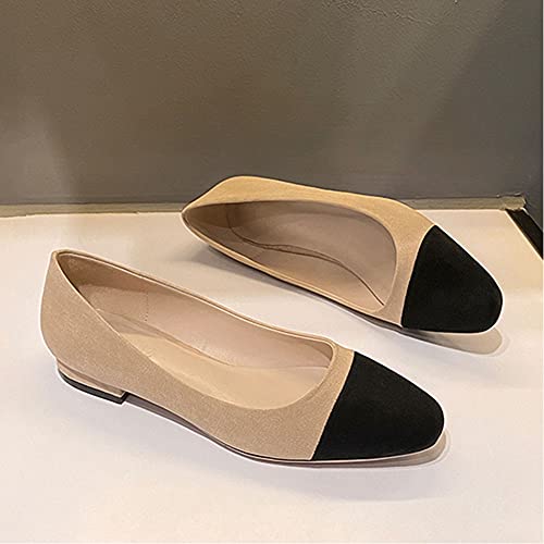 Lutalica W Women's Cap Toe Two Tone Block Heel Slingback Sandals Pointed Toe Cutout Ankle Strap Flats Closed Toe Chunky Heel Slip On Office Pumps4