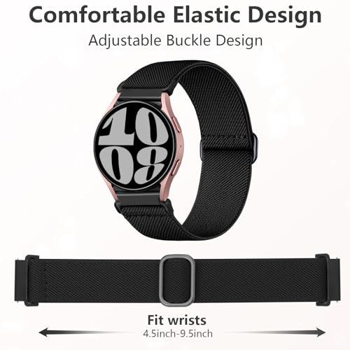 DaQin Stretchy Nylon Solo Loop Bands Compatible with Samsung Galaxy Watch 6 5 4 Band, Galaxy Watch 5 Pro/Watch 6 4 Classic Band/Active 2,4 Pack 20mm Soft Adjustable Sport Band for Samsung Watch Bands by DaQin - Image 4
