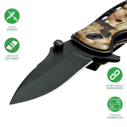 Canivete Camuflado Para Pesca Caça Retrátil Portátil De Bolso