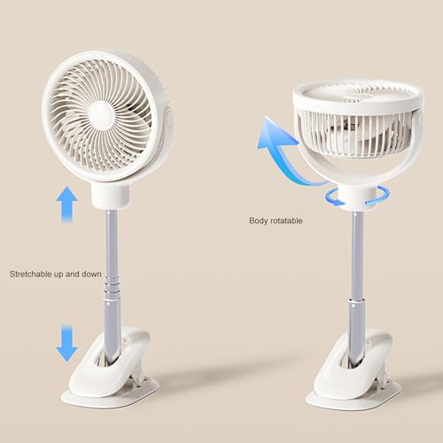 Ventilador de suelo recargable USB con luz LED y clip para mesa 3