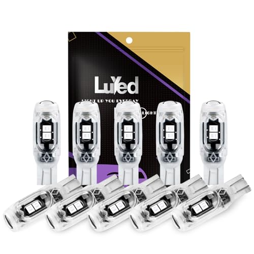 LUYED 194 LED Bulb Blue 168 T10 2825&3030 5SMD 12V No Polarity Replacement Bulbs for Car Dome Map Door Courtesy License Plate Dashboard Lights,Pack of 10