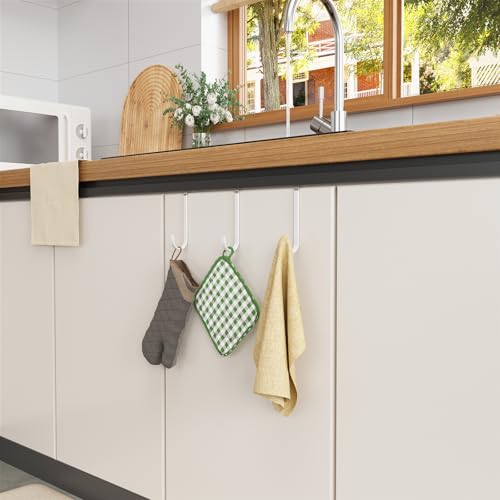 Optish 8 Pack Over The Door Hooks, Door Hanger Hook, Towel Hooks for Hanging, Towel Hanger for Bathroom, Fit 1 3/8" Door White, Dorm Room Essentials thumbnail 7