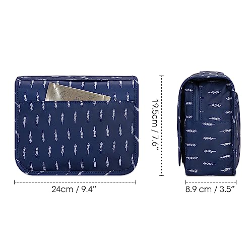 Image of Narwey Small Hanging Travel Toiletry Bag for Women, Travel Bag for Toiletries, Makeup Bag Organizer Make Up Bags Cosmetic Bags for Girls, Blue Feather