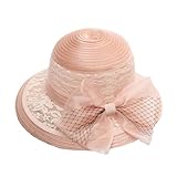 yeuyyben moda fiore fiore del merletto elegante sun cappelli a tesa larga fedora cappelli chiesa cappelli estate donne pieghevole viaggio spiaggia cappello, ff16-3, taglia unica