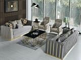 Casa Padrino Conjunto de Sala de Estar de Lujo Gris/Oro - 2 Sofás y 2 Sillones y 1 Mesa de Centro - Muebles de Sala de Estar Modernos - Calidad de Lujo