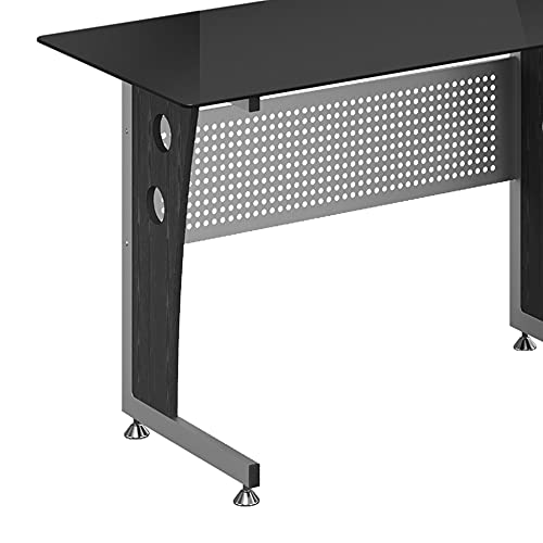 Homcom L-Shaped Corner Computer Desk Gaming Table Home Office Workstation Glass Top P2 Mdf With Keyboard Tray - Black #TOP7