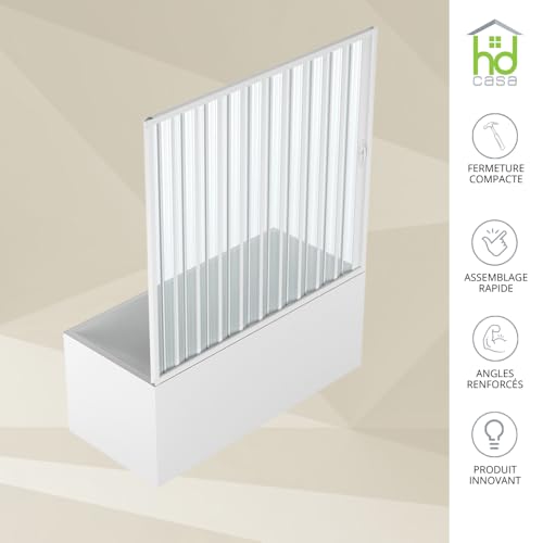 HDcasa Cabine de douche pliante Alba, ouverture latérale réversible, panneaux en PVC pliables, gain place, fabriquée Italie, pour baignoire 150 cm. – vue 6