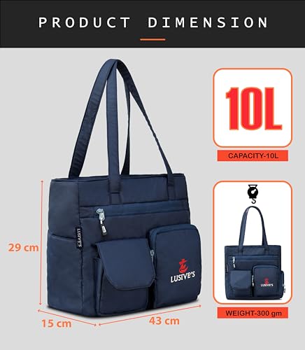 Image of Lusive's Double Pocket Handbag for Women: Stylish, Ideal Companion for Work, Travel, Polyester Material, Spacious 10-liter Capacity, 6 Pockets.