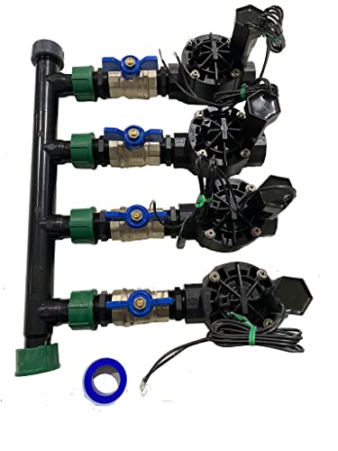 Suinga Sistema de Riego Automático para jardin de 4 zonas con Electroválvulas Rain Bird HV 1' 24v. Uso con Programadores Eléctricos