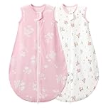 Duomiaomiao Baby Sleeping Bag 0.5 Tog Sleeping Bag, Baby Summer Sleep Sack 2 Pack 100% Cotton Unisex Infant Newborn Sleep Bag 6-18 Months, Flower