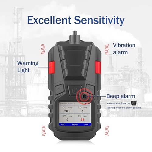 Image of Gas Detector with Pump, 4 Gas Monitor Multi Gas Detector CO EX O2 H2S Meter