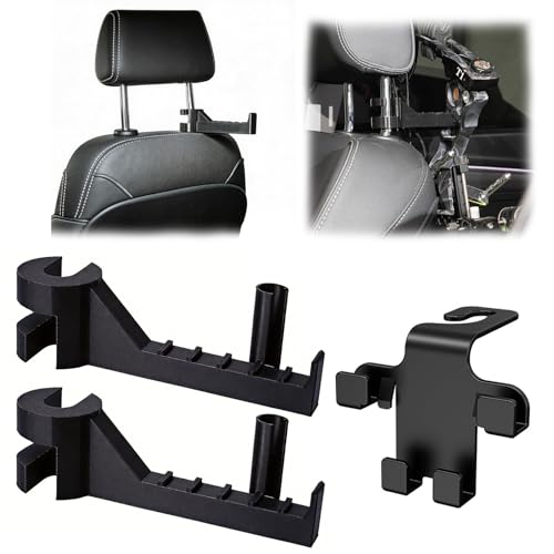 2PCS Bow Hanger for Truck-Headrest Mount Archery Holder,Hands-Free Universal Compound Bow Holder for Vehicle Storage And Outdoor Transportation,with1Headrest Hook Car Backseat Organizer for Bags