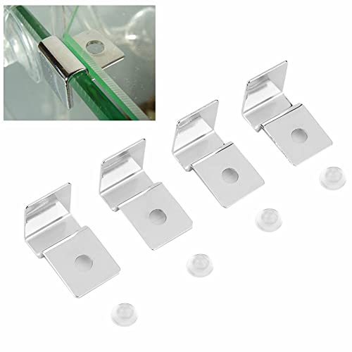 TOPINCN 4Pcs Aquarium Cover Bracket Stainless Steel Fish Glass Cover Clips Fish Lid Holder Support(8mm)