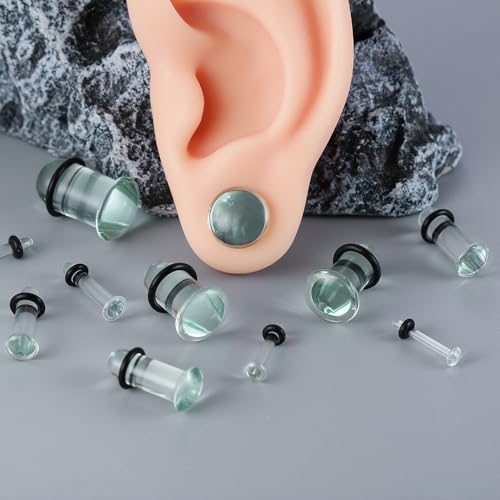 BOKABOO 4pcs 12mm Glass Ear Plugs Dead Stretching Kit, 0.5mm Increments Ear Gauges for Stretched Ears, Hypoallergenic, Comfy Pain-Free Domed Ear Stretching Kit with O Rings by BOKABOO - Image 3
