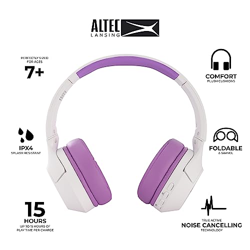 Image of Altec Lansing Kid Safe Noise Cancelling Wireless Headphones 15H Battery, 85dB Volume Limit, Foldable Design Powerful Sound, Active Noise Cancellation Perfect for Kids Ages 7+