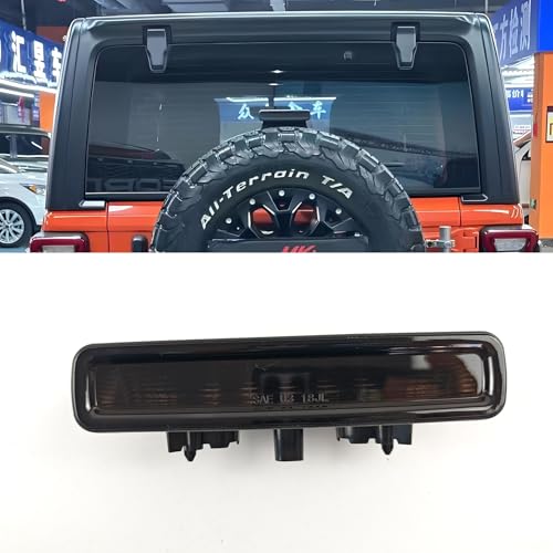 hilopexi LED 3rd Brake Light for jeep wrangler JL 2018 2019 2020 2021 2022 2023 2024 Rear High Mounted Stop Light Replacement LED third brake Lamp Red lens Smoked black Lens (Black lens red light)