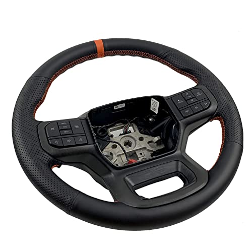 Hand-Stitch Steering Wheel Wrap Cover For 2021 2022 Ford F-150 F150 Xl/Xlt/Limited Interior Urethane Steering Wheel Protector Cover Accessories (Orange Marker) #TOP7