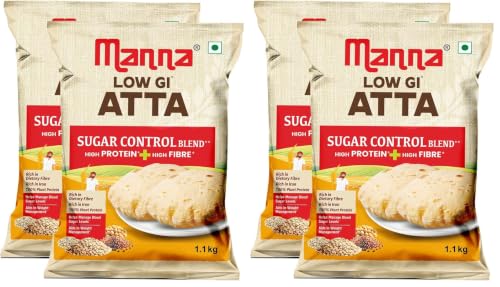 Image of Manna High Protein Multigrain Atta Low GI Sugar Control with 21g Protein, 14g Fibre (in 3-4 Rotis) 2. 2kg (Pack of 2)